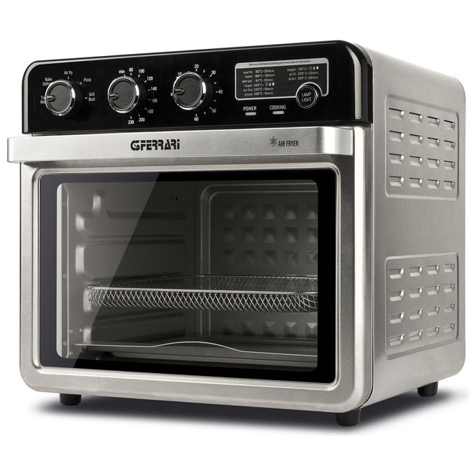 G3 Ferrari G10221 Forno Air Fryer Multifunzione 32 L, 2000 W, 5 Programmi di Cottura, 6 Resistenze, Temperatura Regolabile fino a 230 °C, Display con Timer, Accessori Inox Senza BPA-PFOA, Nero-Argento