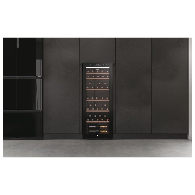 Haier Wine Bank 50 Serie 7 HWS77GDAU1 Cantinetta Vino con Compressore Libera Installazione Nero 77 Bottiglie
