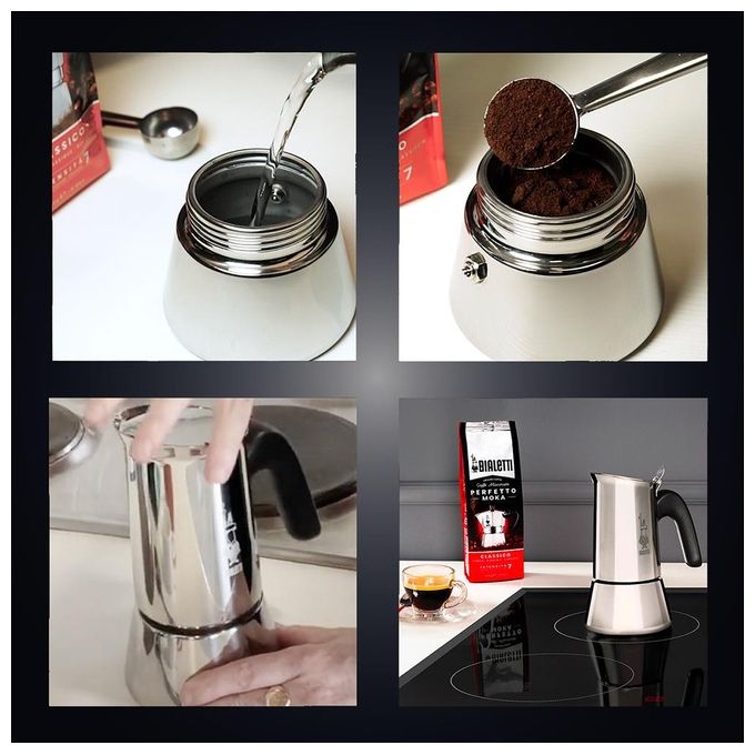 Bialetti New Venus Caffettiera in Acciaio Inox Adatta all'Induzione 6 Tazze Argento