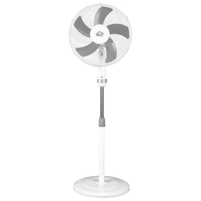 DCG Ventilatore a Piantana 40cm con 5 Pale e Altezza Regolabile fino a 130cm per Climatizzazione Efficiente