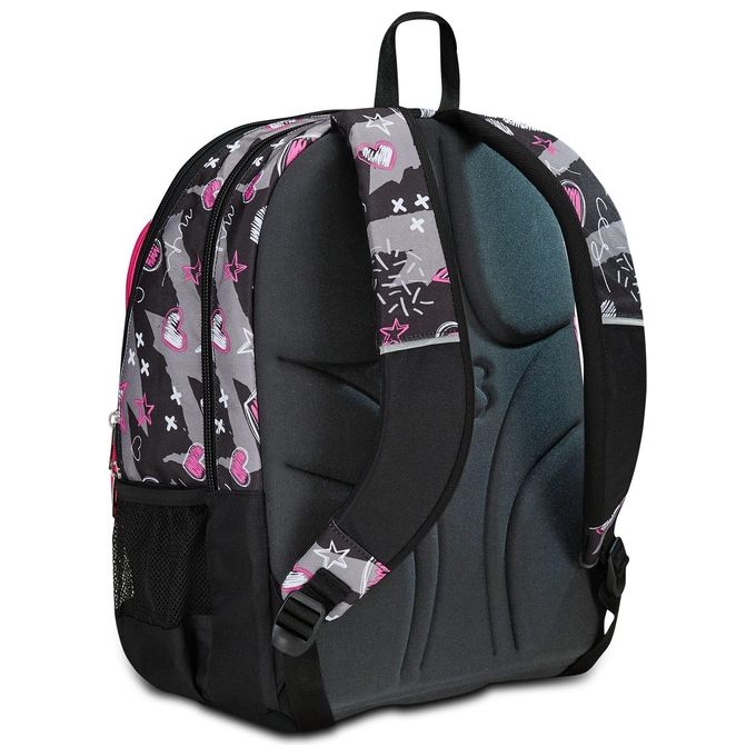 Seven Zaino Scuola Adavanced Pockets Nero Fucsia Draft Heart