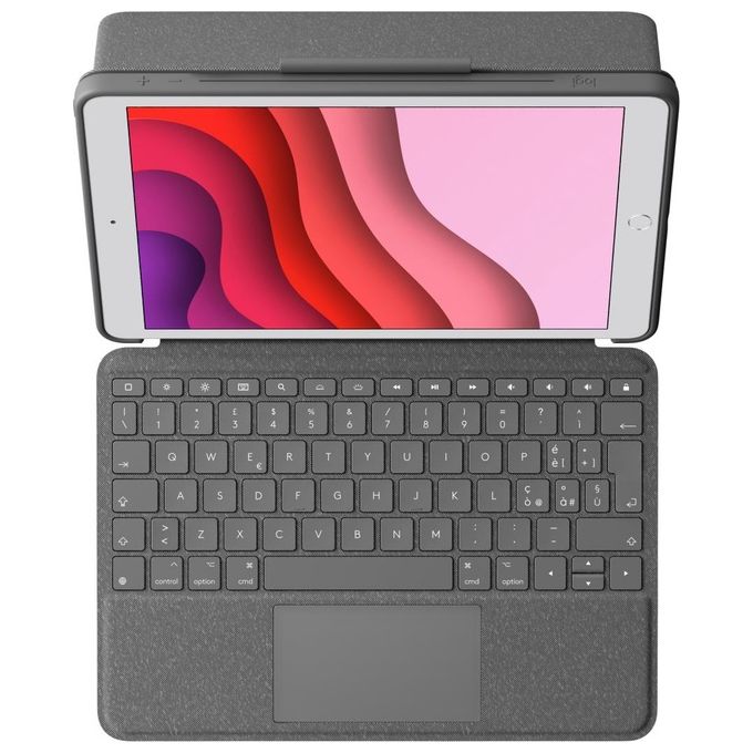 Logitech COMBO TOUCH Custodia con tastiera retroilluminata e rimovibile con trackpad e Smart Connector per iPad (9a 8a 7a gen)