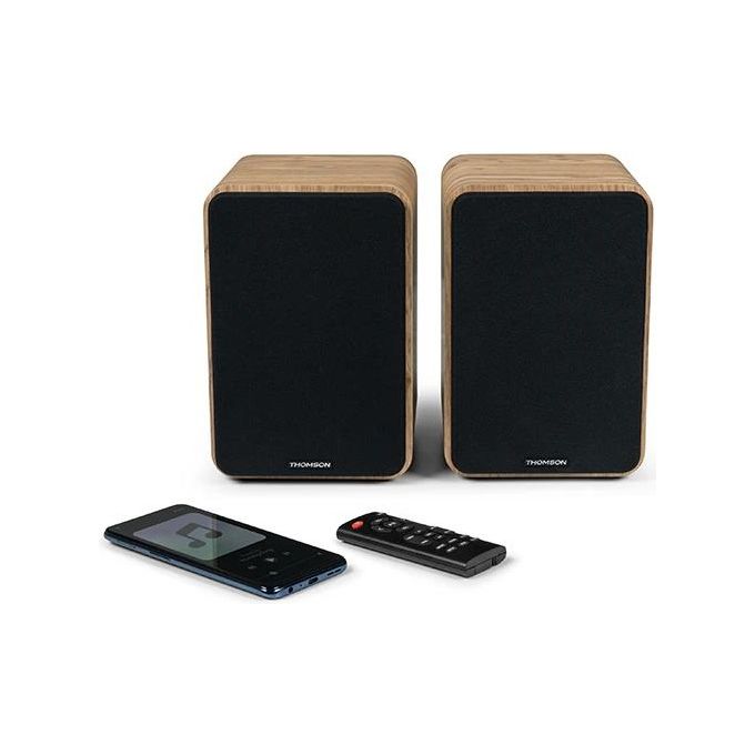 Thomson Hifi Bookshelf Speakers Cosy 100w Bt 5.0 Rca Command Wood black Ws602duo