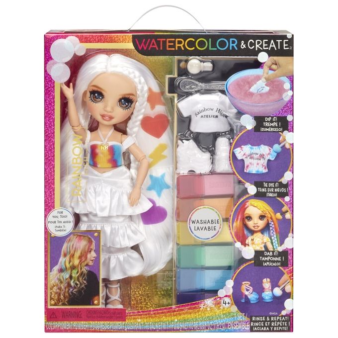 MGA Entertainment Bambola Rainbow High Watercolor e Create Fashion Doll Brown Eyes