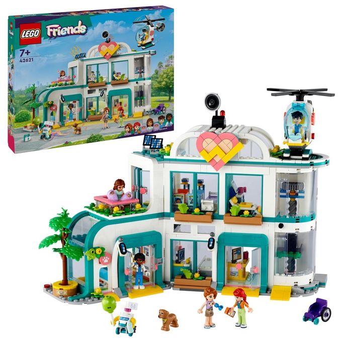LEGO Friends 42621 Ospedale di Heartlake City, Giochi Educativi per Bambini di 7+ con Elicottero Giocattolo e 5 Mini Bamboline