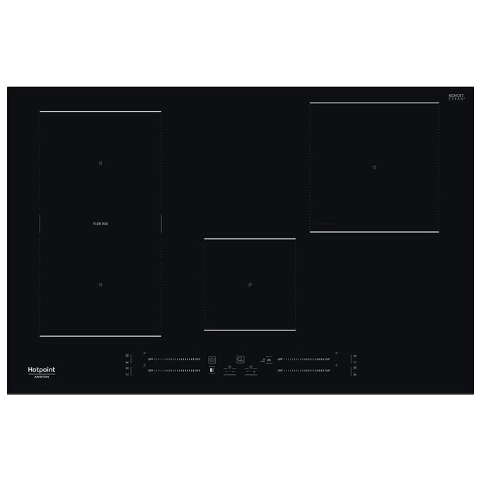 Hotpoint HS 3377C BF Piano Cottura ad Induzione 4 Zone Adattatore di Potenza Zona Flexi Duo 18 Livelli di Potenza Blocco Comandi 70 cm Nero