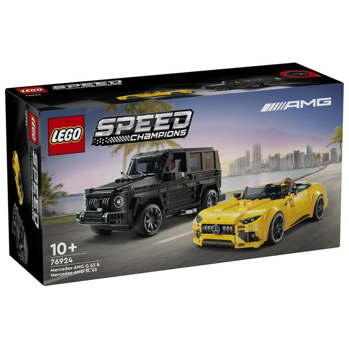 LEGO Speed Champions Mercedes-AMG G 63 e Mercedes-AMG SL 63 Macchine Giocattolo da Costruire 2 Modellini di Auto per Bambini e Bambine da 10 Anni con Minifigure di Piloti Regalo di Compleanno 76924