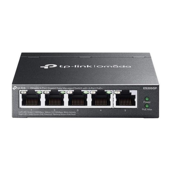 TP-Link Omada ES205G Gestito Gigabit Ethernet (10-100-1000) Supporto Power over Ethernet (PoE) Nero