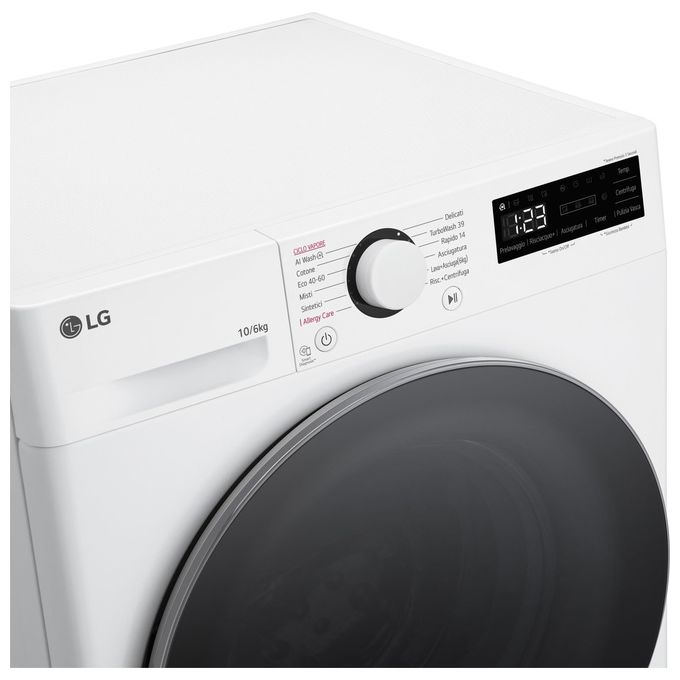 [ComeNuovo] LG AI DD D4R5010TSWS Lavasciuga 10Kg-6Kg Serie R5 Classe Energetica D