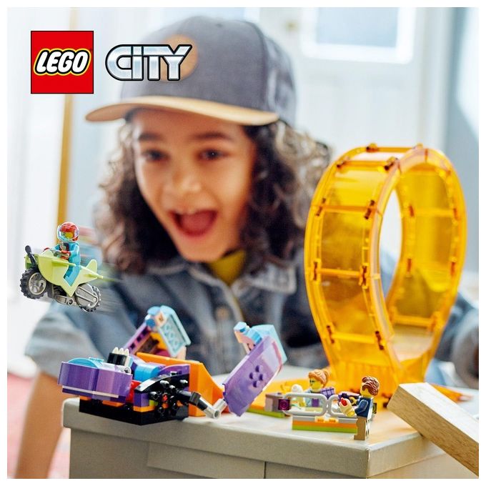 LEGO 60338 City Stuntz Giro della Morte dello Scimpanzé Set da Costruzione con Moto Carica e Vai Minifigure e Scimpanzé Meccanico colore Multicolore