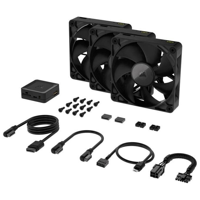Corsair iCUE LINK RX120 120 mm Ventole PWM con Hub di Sistema iCUE LINK - Cuscinetto a Cupola Magnetica - Confezione Tripla - Nero