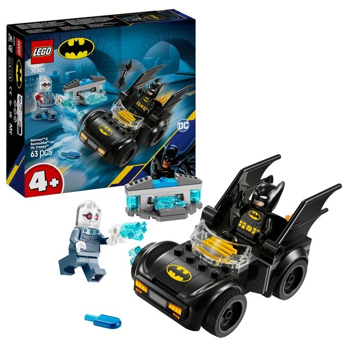 LEGO DC Batman e Batmobile Contro Mr. Freeze - Macchina Giocattolo del Supereroe con 2 Minifigure Accessori e Starter Brick per l'Auto Giochi per Bambini e Bambine da 4 Anni in su Idea Regalo 76301