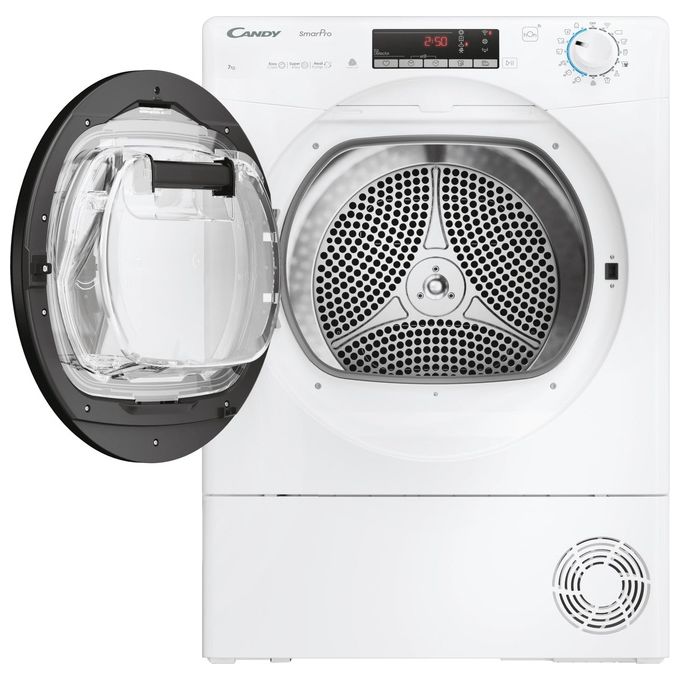 Candy CRO4 H7A2TBE-S - Asciugatrice Pompa di Calore Slim 7 kg, Classe E, Wi-Fi-BT Smart Pro + Sensore Kg + Programmi Delicati, (85 × 60 × 48 cm), Bianco.