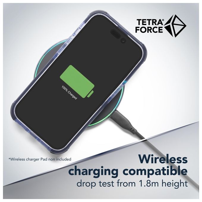 Cellular Line Tetra Force Strong Guard per iPhone 14 Pro Max Custodia flessibile ultra-protettiva, anti-shock con tecnologia antibatterica Microban integrata