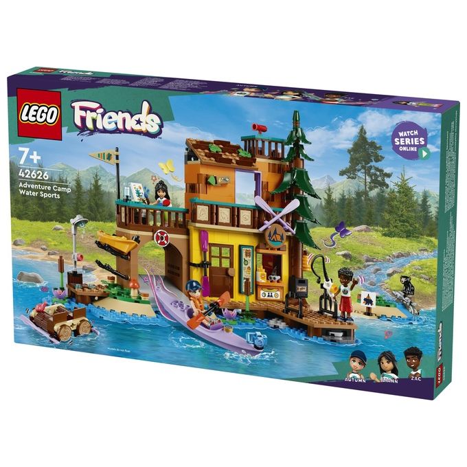 LEGO Friends 42626 Campo Avventura Sport Acquatici Giochi di Ruolo Educativi per Bambine e Bambini da 7 Anni con Molo e Campeggio Giocattolo da Costruire Accessori e 3 Personaggi Idea Regalo
