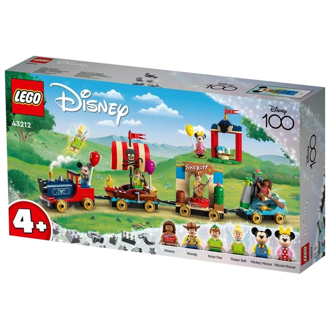 LEGO Disney 43212 Treno delle Celebrazioni Disney 100° Anniversario con Carri Giocattolo e Figure di Topolino e Minnie