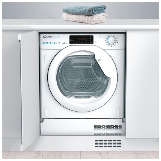 Candy Smart Pro BCTD H7A1TE-S Asciugatrice da Incasso a Pompa di Calore Slim Classe energetica A+ Capacita' di carico 7 Kg Partenza Ritardata