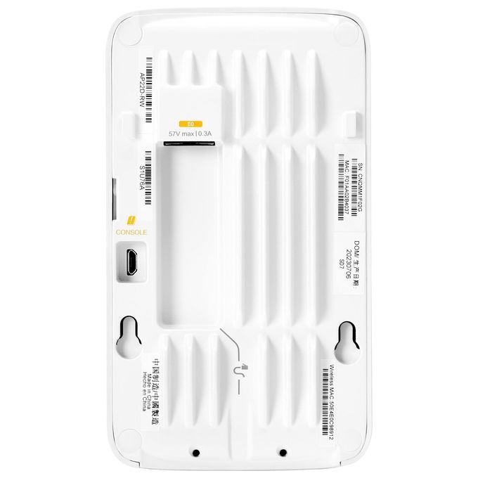 Hewlett Packard Enterprise S0J33A HPE Networking Instant On AP22D Access Point Wi-Fi 6 con Switch 4x 1 GBit 2,5 GBit Uplink Alimentazione PoE e PSU Incluso colore Bianco