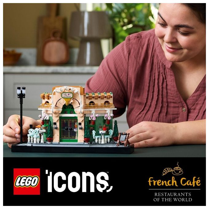 LEGO 10362 Icons Kit Modellismo Fai da Te per Adulti con Libreria Decorativa e Café Francese 1101 Pezzi colore Nero