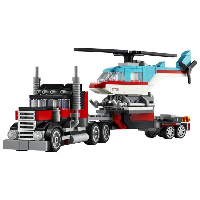LEGO Creator 31146 3in1 Autocarro con Elicottero, Giochi per Bambini 7+ Anni Ricostruibile in Aereo e Cisterna o Auto e SUV