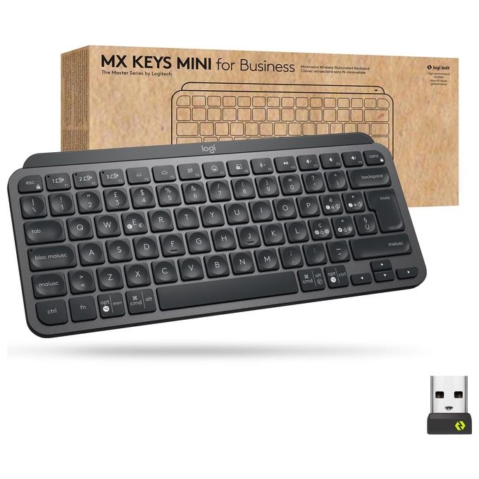 Logitech MX Keys Mini for Business Tastiera RF senza Fili Bluetooth QWERTY Italiano Grafite