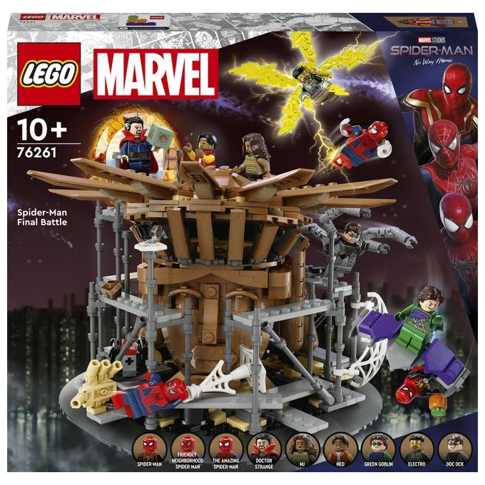 LEGO Marvel 76261 La Battaglia Finale di Spider-Man, Ricrea la Scena di Spider-Man: No Way Home con 3 Minifigure di Peter Parker