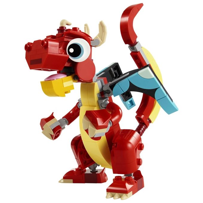 LEGO Creator 31145 3in1 Drago Rosso, Giochi per Bambini di 6+ Anni, Action Figure Ricostruibile in Pesce e Fenice Giocattolo