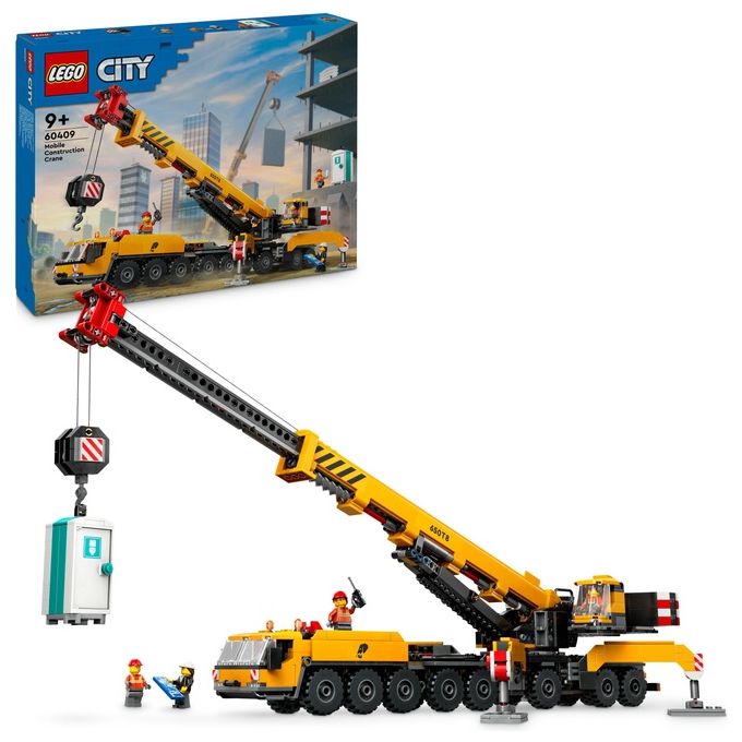 LEGO City Gru da Cantiere Mobile Gialla Giochi Creativi per Bambini e Bambine da 9 Anni con Veicolo Giocattolo da Cantiere con Funzioni Realistiche e 4 Minifigure Idea Regalo Divertente 60409