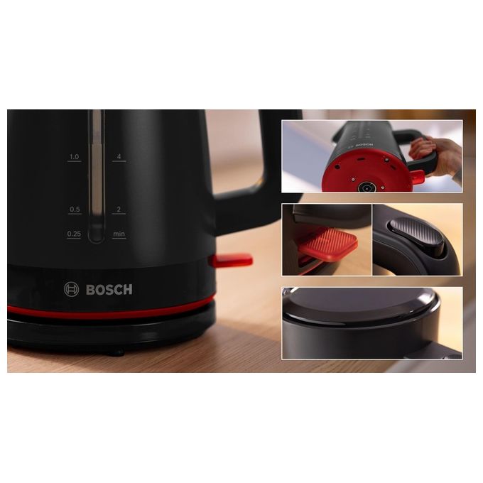 Bosch Bollitore TWK3M123, 1.7L, 2400W, Nero, Elettrico Senza Fili