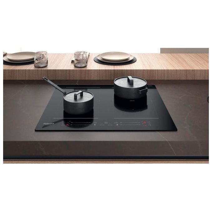Hotpoint HS 5160C NE Piano Cottura a Induzione 4 Zone 18 Livelli di potenza Touch Control Zona Flexi Duo Blocco Comandi 60 cm Nero