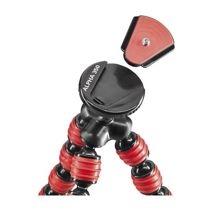 Cullmann Alpha 350 Mobile Flessibile Mini Treppiede con Supporto per Smartphone Rosso