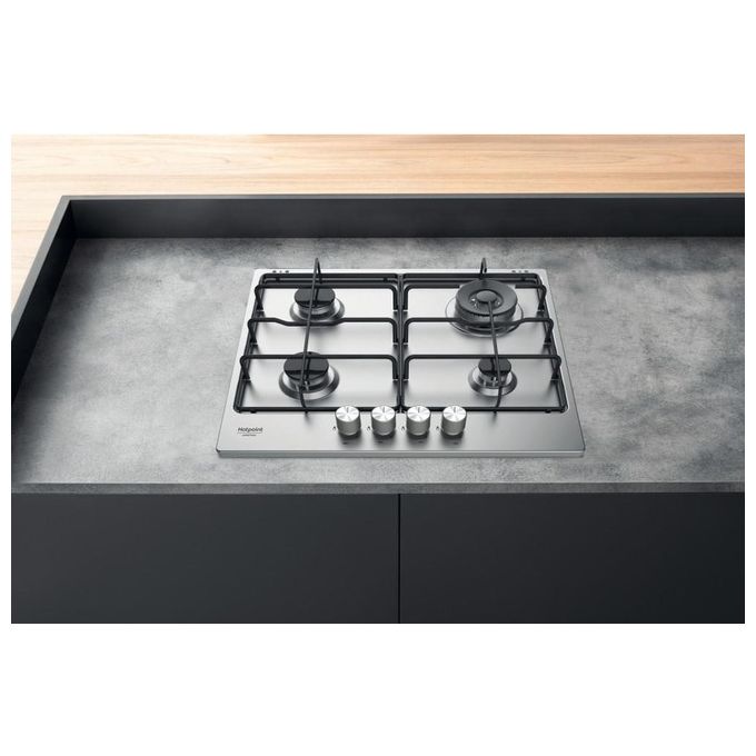 Hotpoint PPH 60P D-IX Piano Cottura a Gas 4 Zone 59 cm Inox