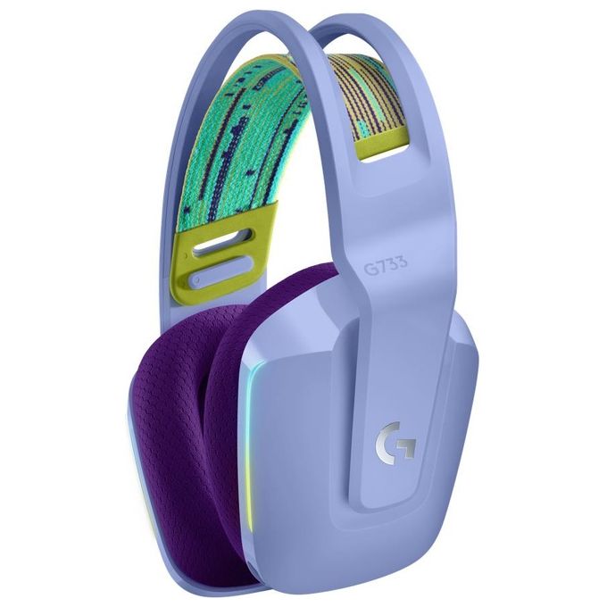 Logitech G733 Lightspeed Cuffia Wireless con Microfono Gaming con Fascia per la Testa a Sospensione Lightsync RGB Tecnologia Microfono Blue Voice e Driver Audio Pro-G Lilla