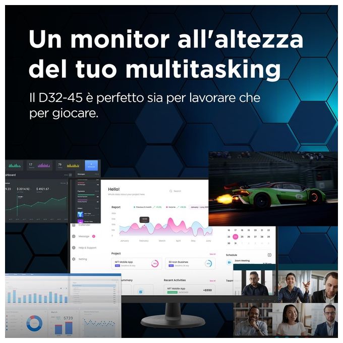 Lenovo D32-40 Monitor Pc 31.5'' 1920x1080 Pixel Full Hd Lcd Nero
