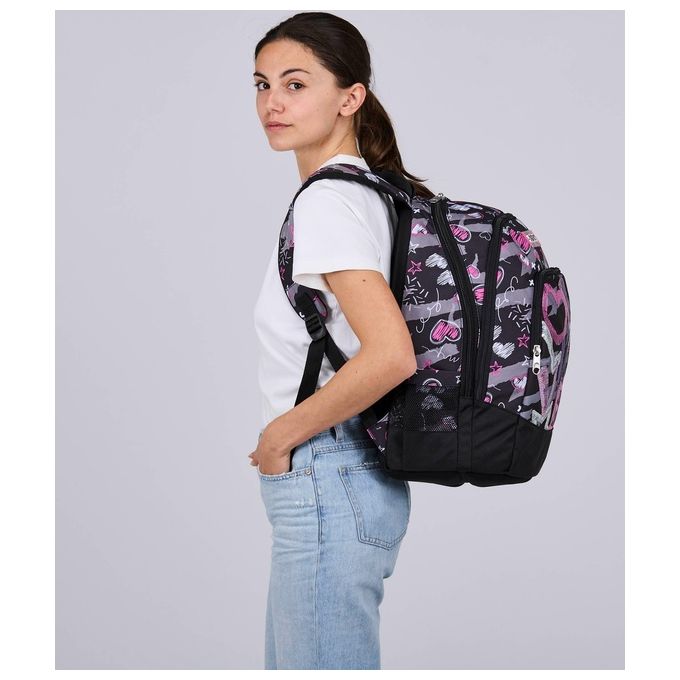 Seven Zaino Scuola Advanced Draft Heart Nero Fucsia