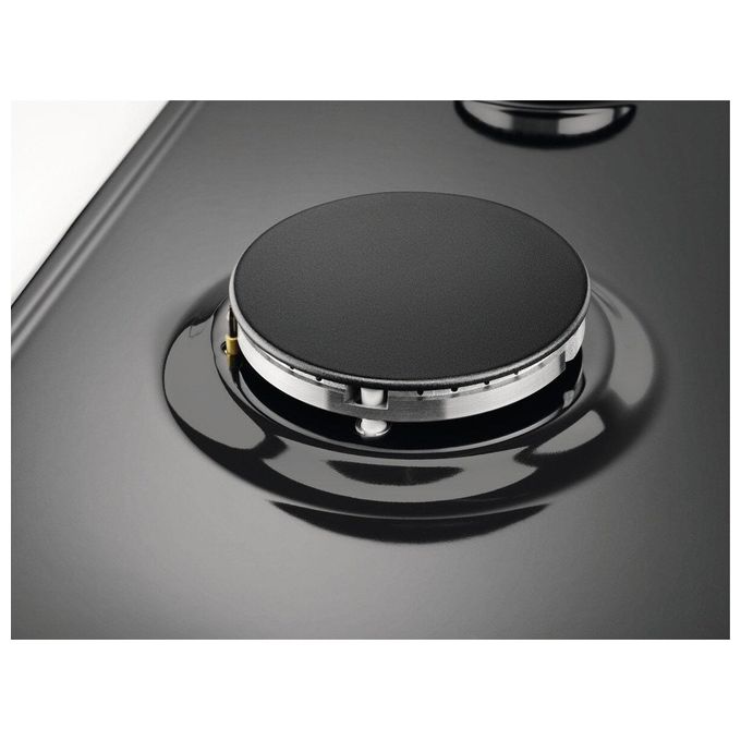 Electrolux PN640RUV Rustico Soft Piano cottura a gas 60 cm 4 fuochi bruciatore tripla corona Wok 4000 W Sicurgas colore Nero Ghisa