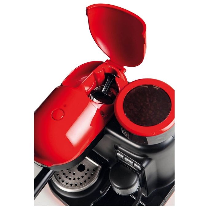 Ariete 1318 - Macchina per Espresso con Macinacaffe' Integrato Moderna Cappuccinatore Montalatte 1080W Rosso-Nero