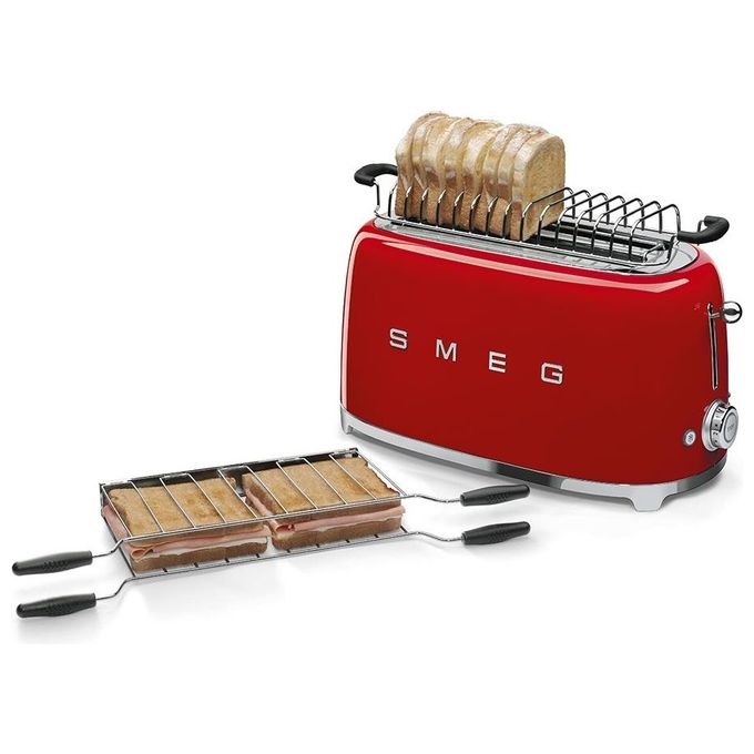 Smeg TSF02RDEU Estetica 50's Style Tostapane 4 Fette 6 Livelli di Doratura Rosso