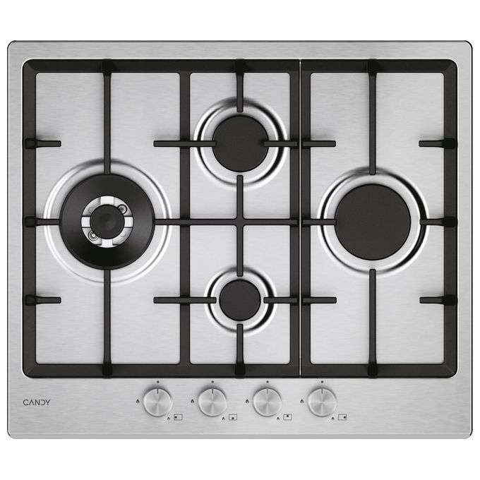 Candy Moderna CHG6D4WTX Piano Cottura Acciaio Inox da Incasso 59.5cm Gas 4 Fornelli