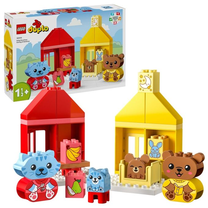 LEGO DUPLO 10414 Attivita' Quotidiane: Mangiare e Andare a Letto, Giochi per Bambini da 1.5 Anni in su con 4 Animali Giocattolo
