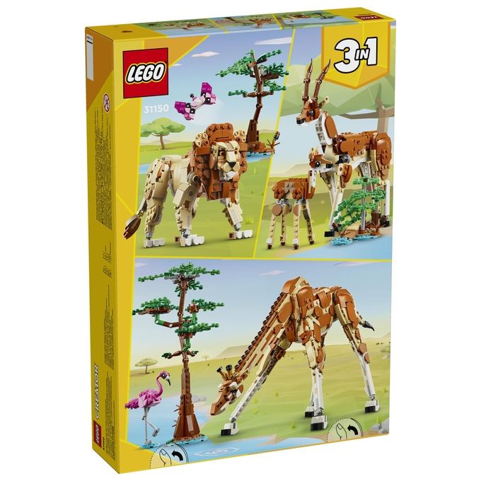 LEGO Creator 31150 3in1 Animali del Safari, Giocattolo Trasformabile da Giraffa in 2 Gazzelle o Leone , Giochi per Bambini 9+