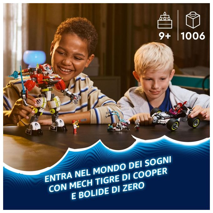 LEGO Set 71497 Costruzione Mech Tigre di Cooper e Bolide di Zero Dreamzzz