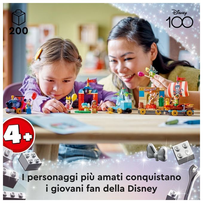 LEGO Disney 43212 Treno delle Celebrazioni Disney 100° Anniversario con Carri Giocattolo e Figure di Topolino e Minnie