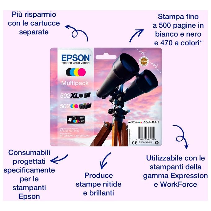 Epson Cartuccia d'Inchiostro Ciano 502XL