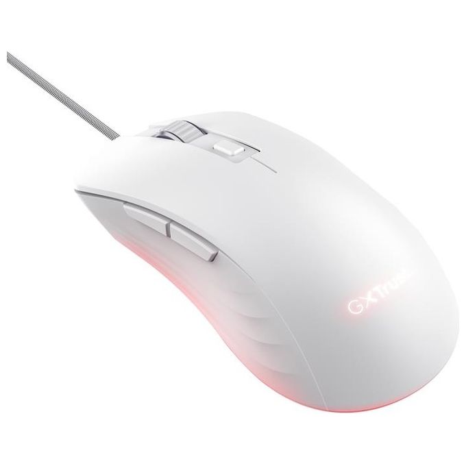 Trust GXT924W YBAR Mouse Mano Destra USB tipo A Ottico 25600 DPI Bianco