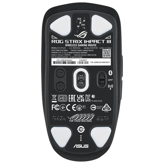 ASUS ROG Strix Impact III Wireless Mouse Ambidestro RF senza Fili  Bluetooth Ottico 36000 DPI