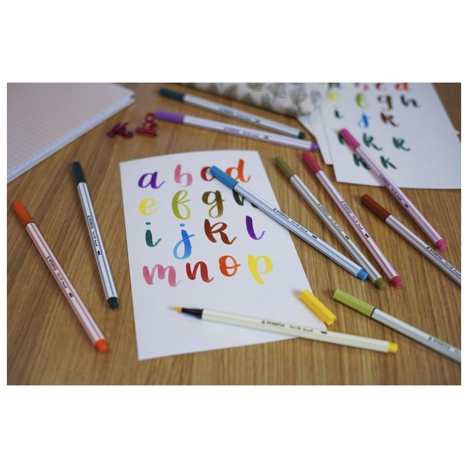 Stabilo Confezione 10 Pezzi Pen 68 Brush Nero