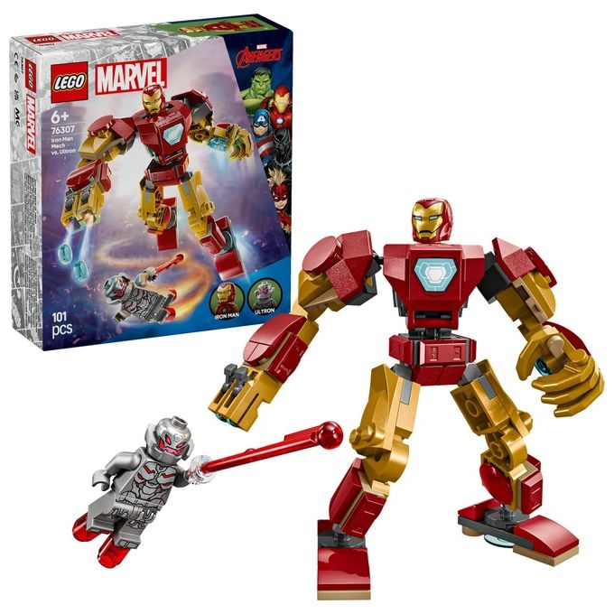 Lego Set 76307 Mech di Iron Man vs Ultron Marvel Super Heroes Assemblaggio Creativo per Fan e Collezionisti