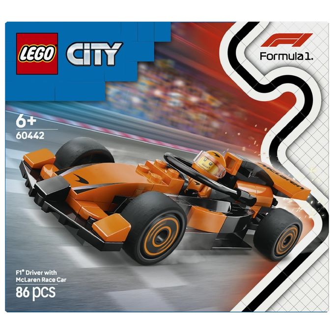Lego Set Pilota e Monoposto McLaren F1 60442 City Formula1 Racing Construction Kit
