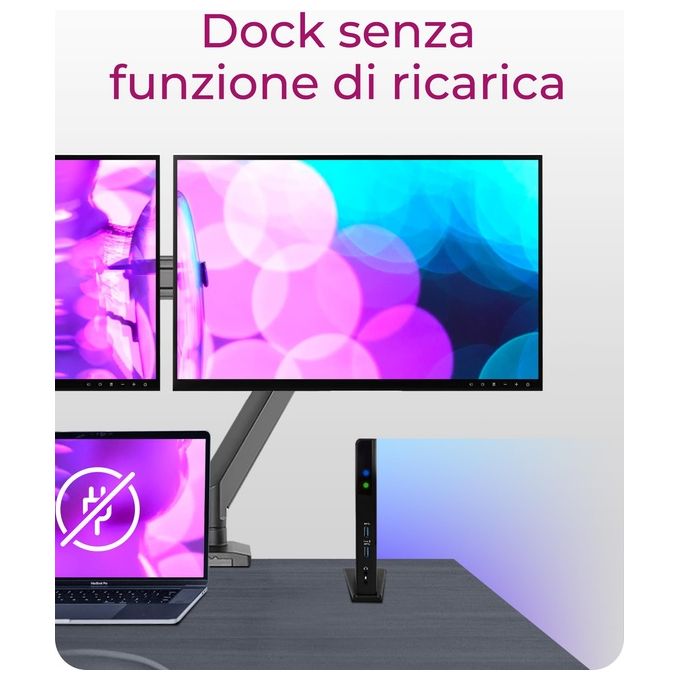 Raidsonic ICY BOX IB-DK2251AC Docking Station USB 3.0 e USB-C con 2 HDMI Hub USB a 6 vie LAN Audio con Supporto Nero